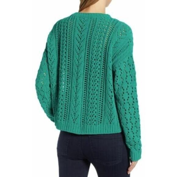 Halogen Women's Pointelle Chenille Pullover Green Small MSRP $69 - Picture 4 of 5